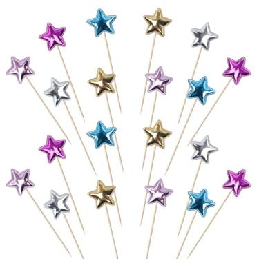 Imagem de 30 Pack Star Cupcake Topper Twinkle Twinkle Little Star Cupcake Picks Kids Birthday Wedding Engagement Baby Shower Cake Decorations Party Supplies Colorful