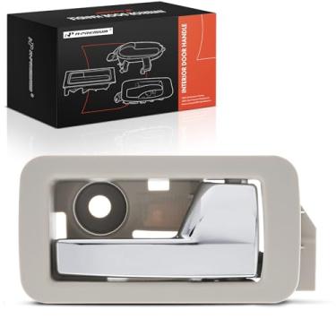 Imagem de A-Premium Maçaneta interna do lado do passageiro traseiro direito compatível com Ford Flex 2009-2016, caixa bege com alavanca cromada, substituição # 8A8Z7422600BA