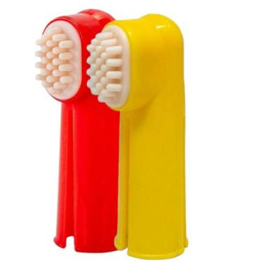 Imagem de 2 Escova Dental Cães Gato Elimina Tártaro Mau Hálito Dedeira - Lazer e