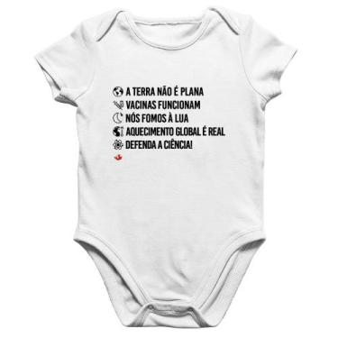 Imagem de Body Bebê Algodão Defenda a ciência! - Foca na Moda, Branco, GG