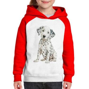 Imagem de Moletom Infantil Cachorro Dálmata - Foca na Moda, Branco, Vermelho, 12