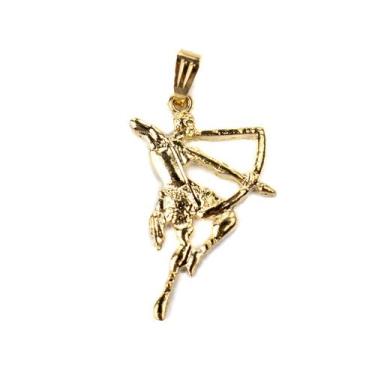 Imagem de Pingente Oxóssi Imagem 2,6 cm Umbanda Guia Dourado - Lua Mística - 100