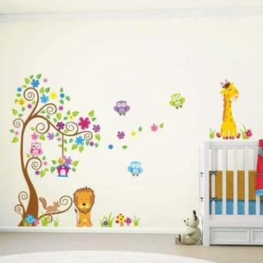 Imagem de Adesivo Infantil Zoo Arvore Animais Personalizado - Gruda e Cola