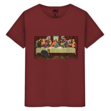 Imagem de Camiseta Masculina Algodão Casual Ultima Ceia - Elite, Bordô, XGG