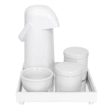 Imagem de Kit Higiene Espelho Potes, Garrafa e Molhadeira Branco Quarto Bebê Uni