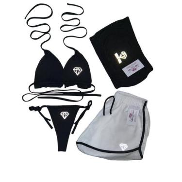 Imagem de Conjunto Biquíni Com Bojo Cortininha Gringas Model, Preto e branco, Ún