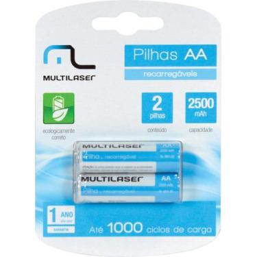 Imagem de Pilha Recarregavel Aa 2500mah Cb053 - Blister Com 2 - Multilaser
