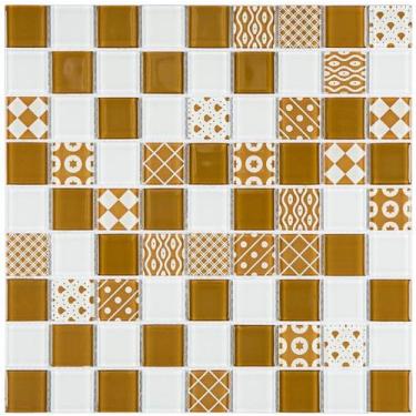 Imagem de Pastilha de vidro PW4004 PATCHWORK MARROM BCO 29,2x29,2cm - GLASS MOSA