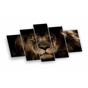 Imagem de Quadro Mosaico Decorativo Leão Emponente 5 Peças - Aja Design