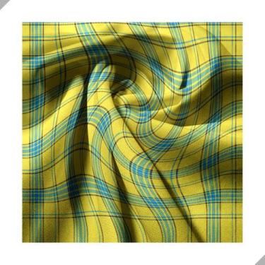 Imagem de Tecido Poliéster Estampado Jacquard Xadrez Amarelo e Azul - 1,40m - Co