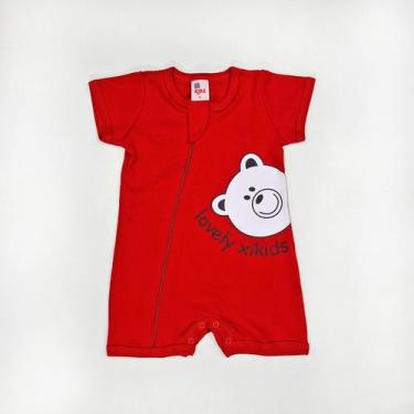 Imagem de Macacão Curto Bebê Suedine Vermelho Ursinho - XIKids, RN