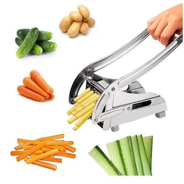 Imagem de Cortador Batata Frita Palito Grosso Fino Manual caseiro inox - ZEM