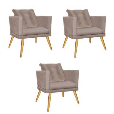 Imagem de Kit 03 Poltrona Cadeira Milena Confort Com almofada Sala Recepção Escr