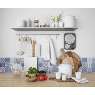 Imagem de Papel De Parede Adesivo Azulejo Retrô Tons de Azul 2,80m - PlimShop