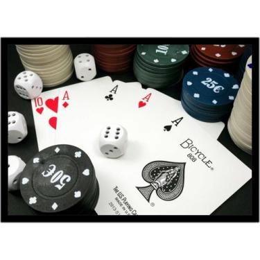Imagem de Quadro Decorativo Jogos Baralho Naipe Cartas Poker Com Moldura RC038 -