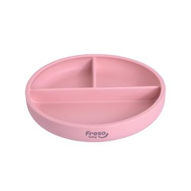Imagem de Freso Baby Prato Alimentação Bebê Introdução Alimentar Blw Bliss Silicone Atóxico Livre De Bpa Antibacteriano Com Ventosa E Divisória Cor Rosa