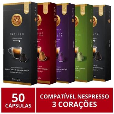 Imagem de 50 Cápsulas para Nespresso, 3 Corações, Café - Três
