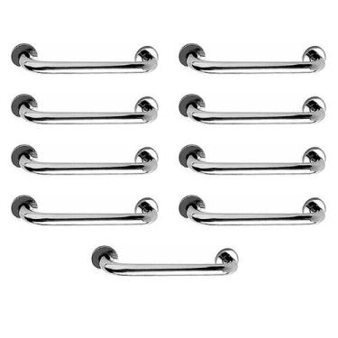 Imagem de Barra de Apoio 40cm Alça Inox Kit 9 Unidades Idoso Cadeirante Deficien