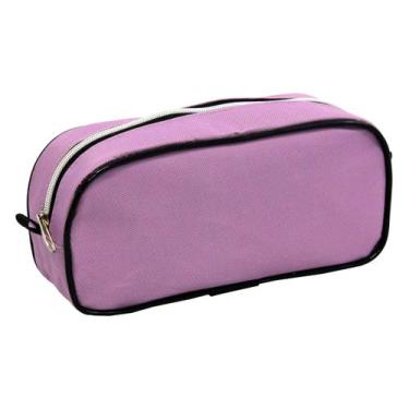 Imagem de Estojo Escolar LS Bolsas 1 divisão Lilás com Preto e Zíper Prata - EE1