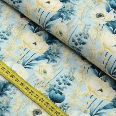 Imagem de Tecido Estampado Para Patchwork - Devaneio Floral Azul 3 (0,50x1,50) -