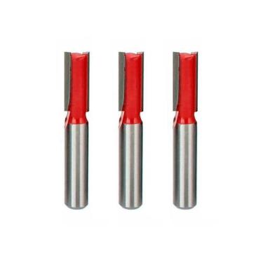 Imagem de Kit 3 Fresas Reta 8Mm Haste 6Mm Corte Duplo Madeira Tupia - VAZ