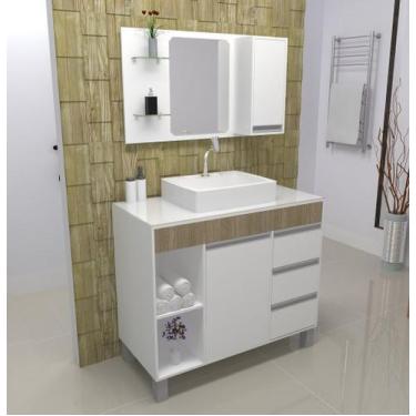 Imagem de Gabinete / Armário Banheiro Fit Supreme 97 cm Comprimento - Carvalho -