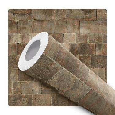 Imagem de Papel De Parede Auto Adesivo Tijolo De Pedra Envelhecido Vintage Elega