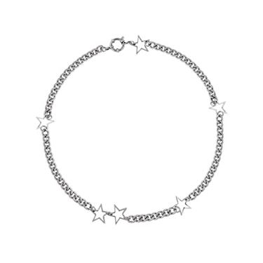 Imagem de Sacina Gargantilha gótica lua crescente, colar de sol, colar de estrela, gargantilha de veludo vitoriana steampunk preta, gargantilha boho, gargantilha gótica, presente gótico para mulheres, meninas, Aço inoxidável, Sem Pedra Preciosa