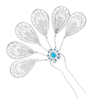 Imagem de Lureme Grampo de cabelo étnico dourado feminino vintage folhas ocas palitos de cabelo para pentear coques (Hb000017-4)