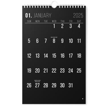 Imagem de Karto Calendário de parede 2025 - vertical 28 x 43 cm até junho de 2026 - Aumente sua produtividade e planejamento fácil com o calendário mensal estético - todo preto