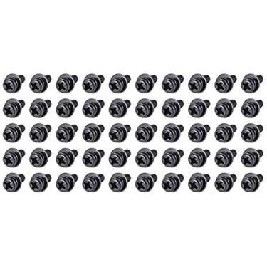 Imagem de uxcell M3 x 8 mm Parafusos de cabeça de frigideira de aço carbono Phillips Combine com arruela de mola e arruelas lisas 50 peças