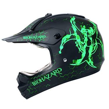 Imagem de Capacete infantil para motocross Offroad Street capacete ortopédico para jovens, capacete para motocross ATV, verde perigo biológico (M)