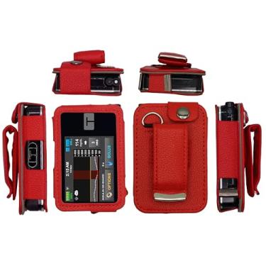 Imagem de Capa de couro ajustada com clipe de cinto giratório + protetor de tela para bomba de insulina em tandem tandem t: Slim X2 (vermelho)