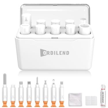 Imagem de Kit de limpeza para iPhone Ordilend Multiferramenta de limpeza e reparo de porta de carregamento, cabo Lightning, para celular, iPad, conectores, alto-falante, Airpod, capa de armazenamento, branco