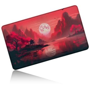 Imagem de Dikoer for MTG Playmat 24 x 14 Inches, Card Playmat Stitched with Magic Zones Commander Deck Gaming Desk Mat Card Gameplay Pad for MTG TCG Trading Card Inked Game - Autumn Sunset