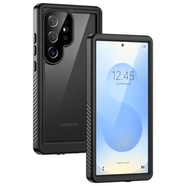 Imagem de Lanhiem Capa para Samsung Galaxy S24 Ultra, à prova d'água IP68, à prova de poeira, protetor de tela integrado, capa protetora robusta à prova de choque para Galaxy S24 Ultra 5G 6,8 polegadas, preta