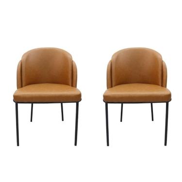 Imagem de Kit 2 Cadeiras Nevada Denali Fratini Revestimento em Poliuretano (PU) Caramelo Base Aço Carbono