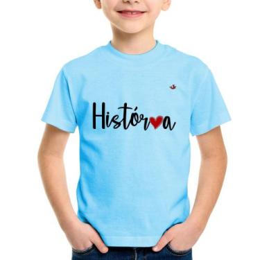Imagem de Camiseta Infantil História por amor - Foca na Moda, Azul bebê, 4