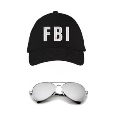 Imagem de Fantasia FBI C/ Boné Bordado Branco e Óculos Espelhado - CM Presentes 