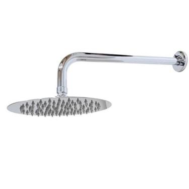 Imagem de Ducha Redonda Cromada Em Inox 20 cm Braço 38 Cm de Parede  - MONTELAR