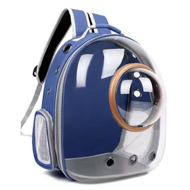 Imagem de Mochila De Transporte Para Pets Cachorros E Gatos Com Ventilação Transparente E Visão Panorâmica Bolsa Astronauta Passeio Animal De Estimação Portátil Cinza