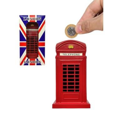 Imagem de Cofre Decorativo Miniatura Cabine Telefônica de Londres, Metal Vermelho, Estilo Vintage Britânico