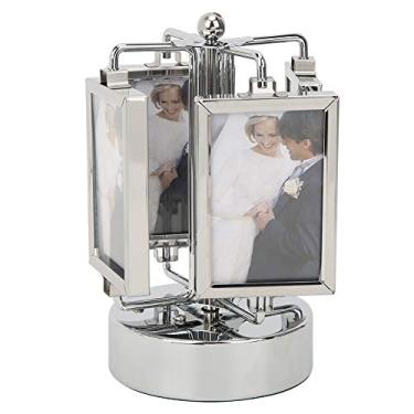 Imagem de Tomotato Elegante porta-retrato giratório de música, carrossel, moldura de metal exclusiva, decoração de mesa, decoração de casa, quarto, presente para 7,6 x 5 cm