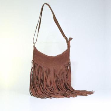 Imagem de Bolsa de Camurça com Franja Estilo Boho - BAUARTE, Marrom