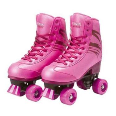 Imagem de Patins 4 Rodas Rosa Ajustável 31 Ao 34 Cadarço Fenix