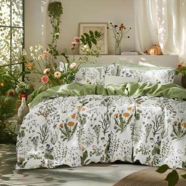Imagem de Capa de edredom Bedsure Twin Size 100% algodão reversível floral