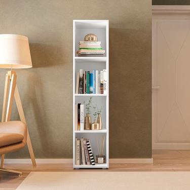 Imagem de Estante para Livros Modular 4 Nichos 141cmx30cm Marselha Branco