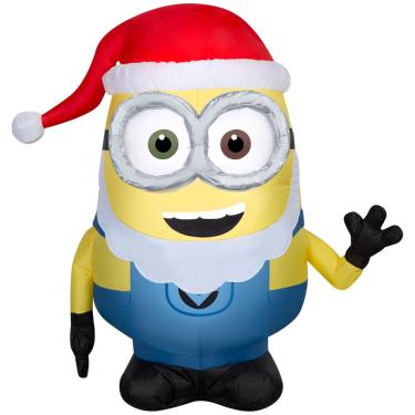 Imagem de Gema de Natal inflável Minion Bob 107 cm com barba de Papai Noel