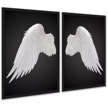Imagem de Kit 2 Quadros Decorativos Asas De Anjo 45x34cm - com vidro - Quadros O