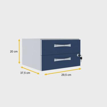 Imagem de Gaveteiro aéreo 2 gavetas pandin maxxi - azul/cinza